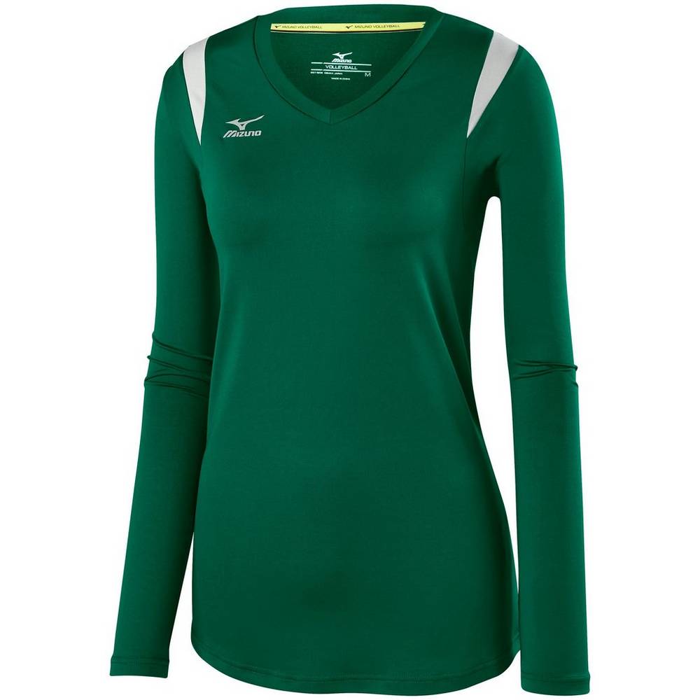 Maglia Mizuno Pallavolo Balboa 5.0 Long Sleeve Donna - Verdi/Argento - 61843-GVET